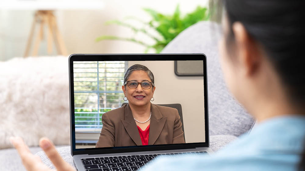 Patient having a virtual care appointment